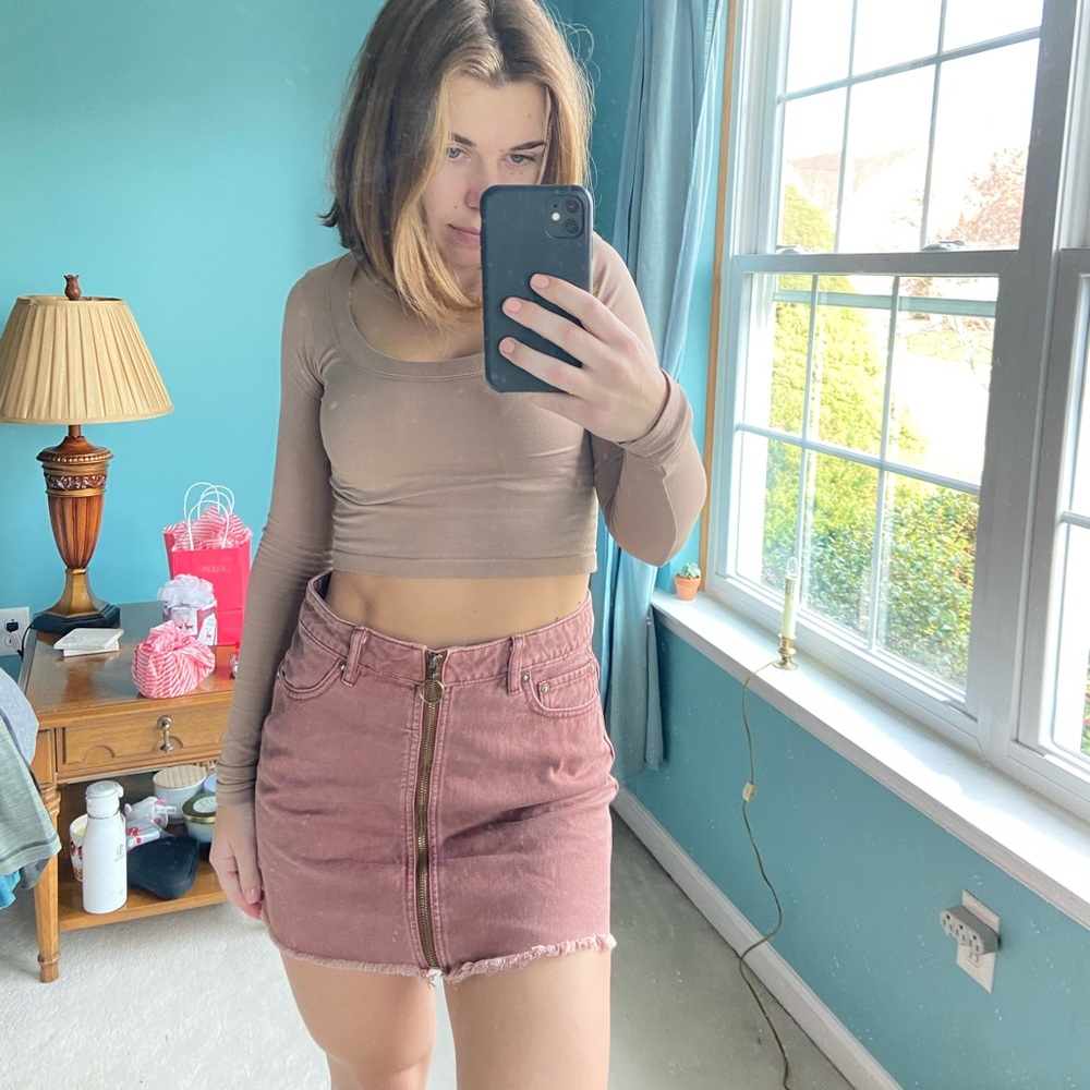 Free people Jean skirt burgundy